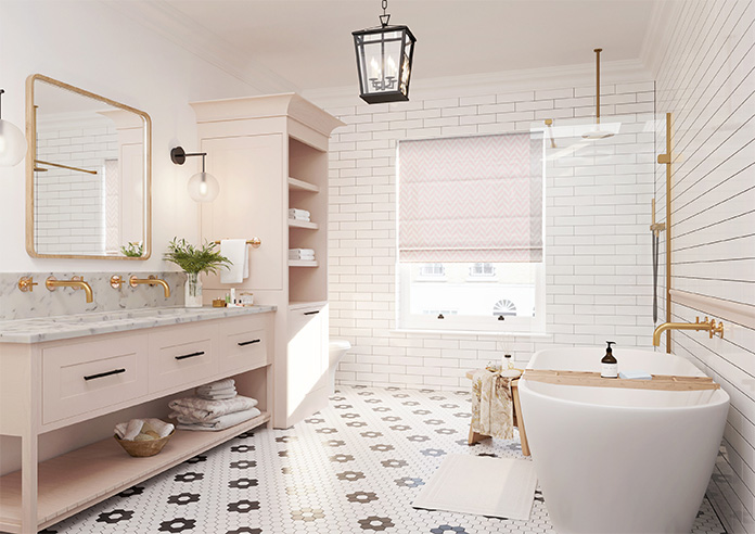 Chevron Stripe, Blush - Roman Blind - Image 6